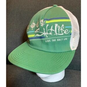 Live the Salt Life Trucker Embroidered Green Hat w/ Mesh Baseball Cap SnapBack